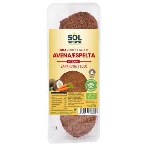 Galleta espelta avena zanahoria y coco agave SOL NATURAL 175 gr BIO
